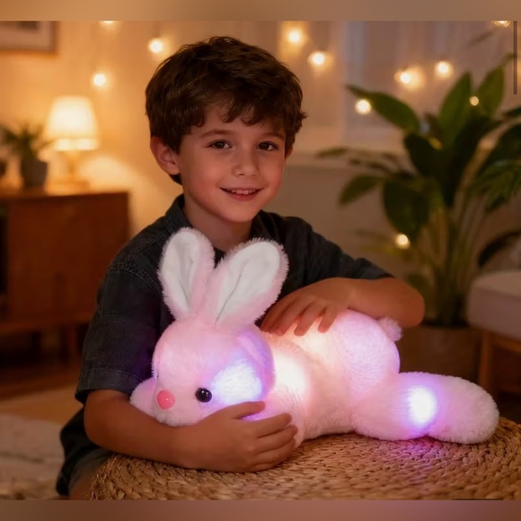 White Bunny Light Up Soft Plush Toy Nightlight - Picture 3 of 3